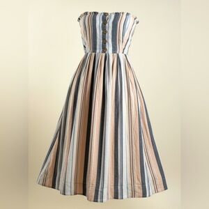 Free People Lilah Cotton Pleated Strapless Midi